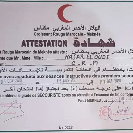 réalisation Infirmier à domicile à Meknès — Hajar el oudi